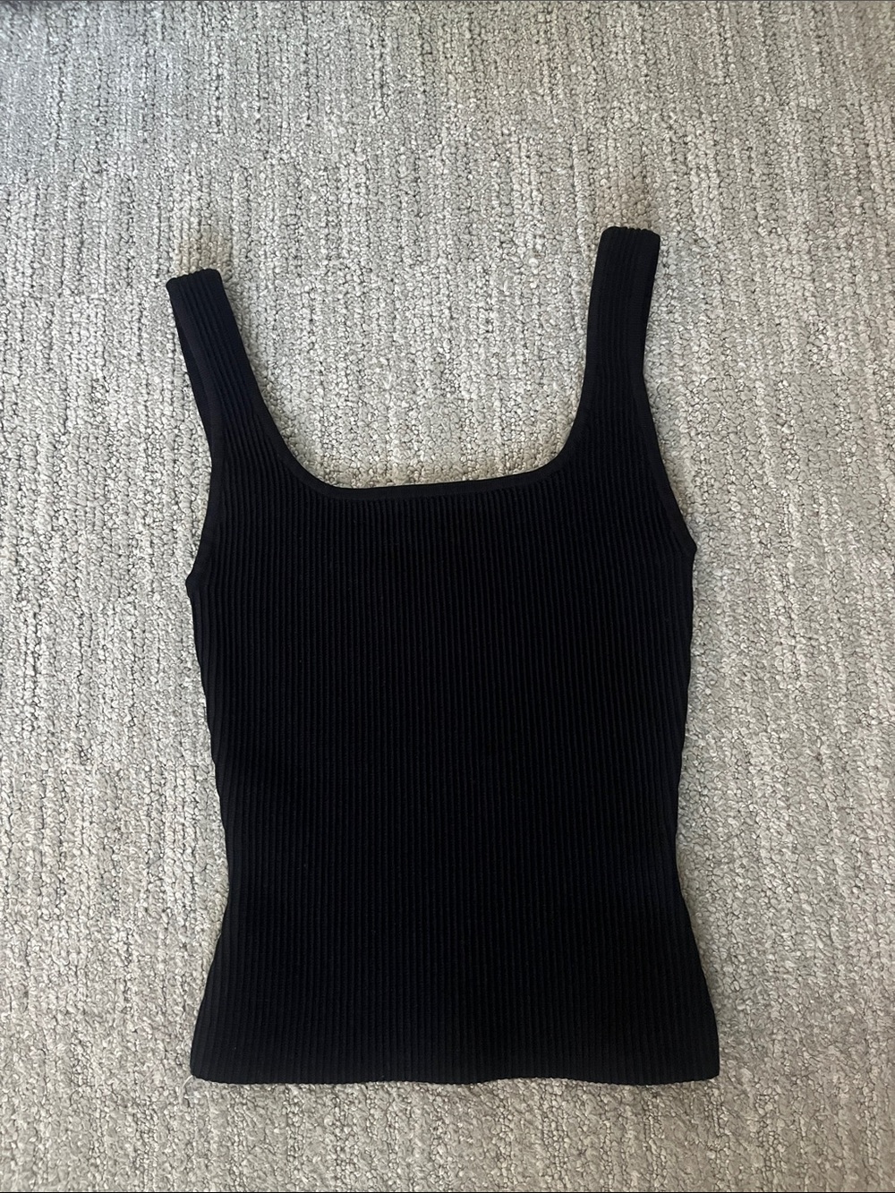 Aritzia Black Ribbed Square-Neck Tank Top